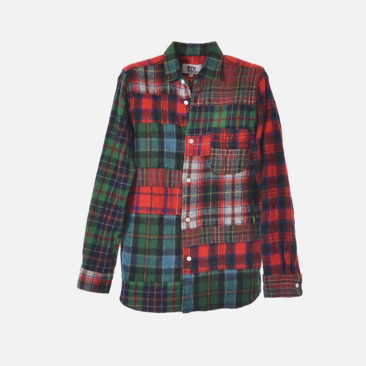 PATCHWORK CHECKED FLANNEL SHIRT