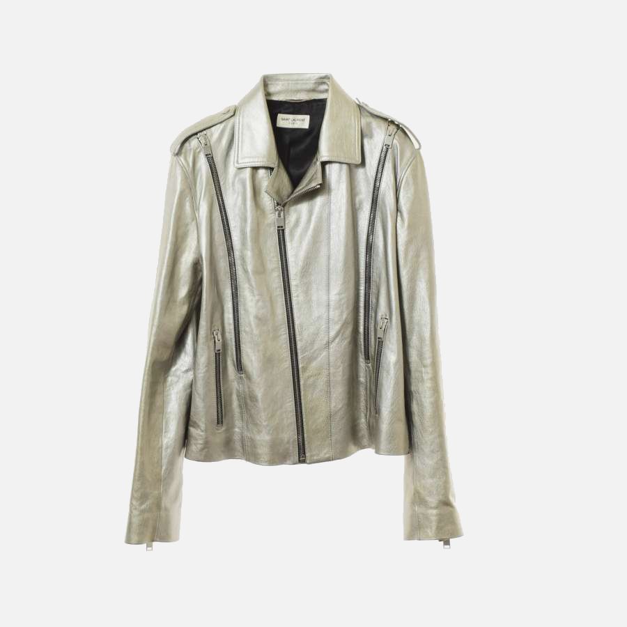 ZIP SILVER LEATHER JACKET