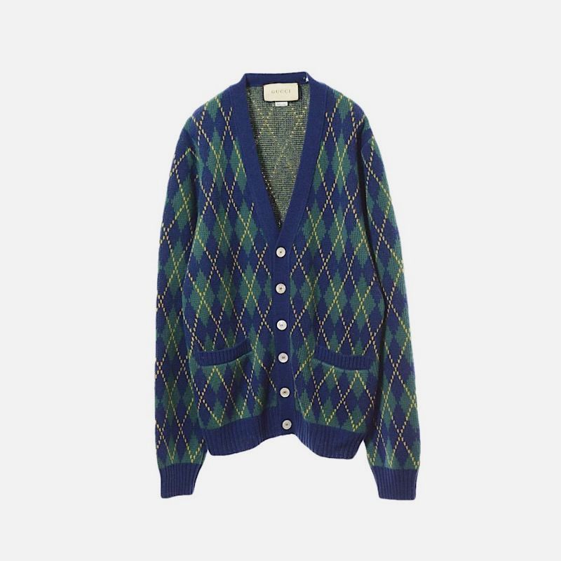 CHECKED WOOK CARDIGAN